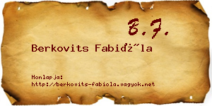 Berkovits Fabióla névjegykártya